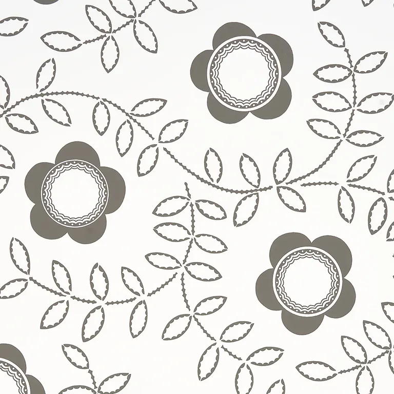 Schumacher Tudor Rose wallpaper, color CHARCOAL WHITE, SKU 5015100