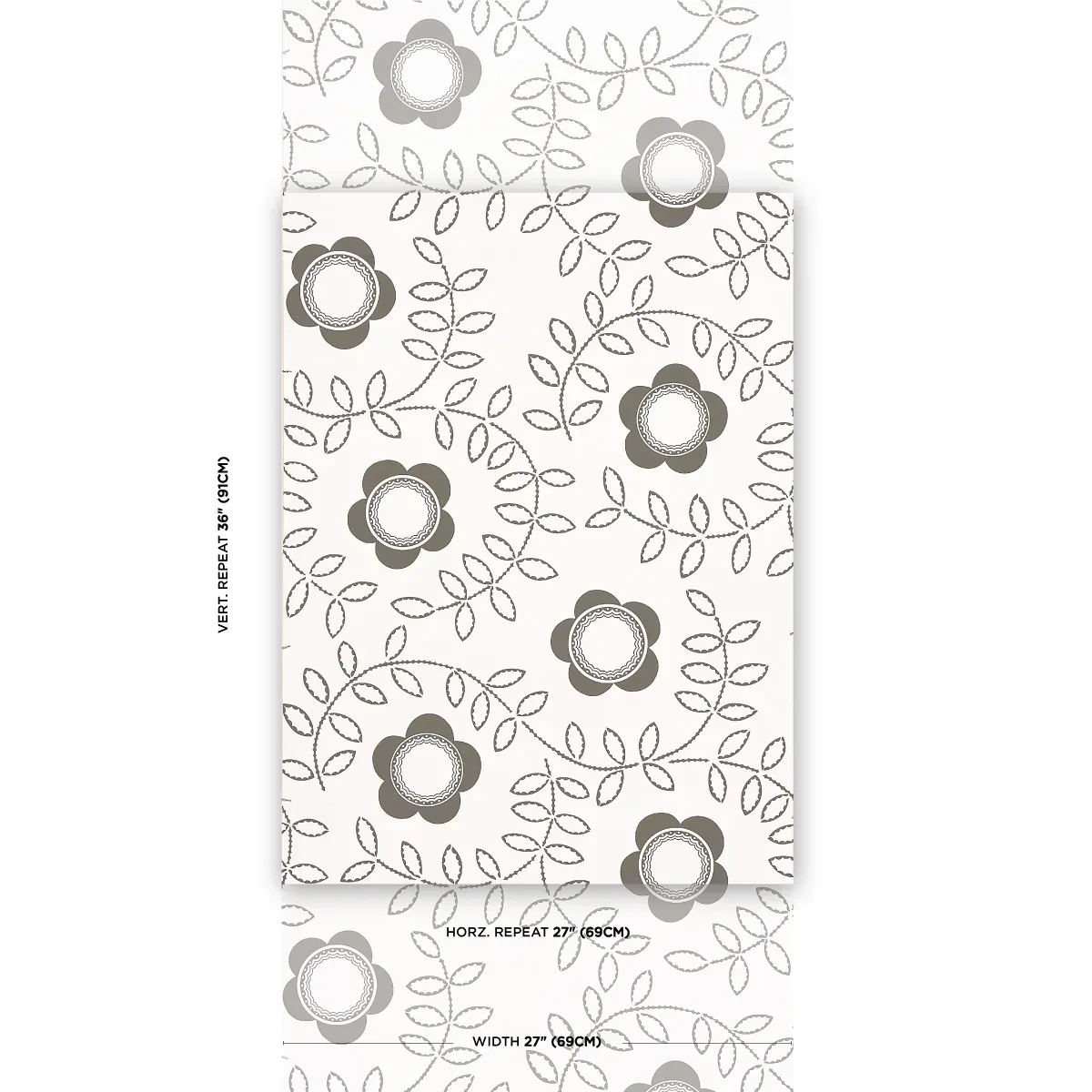 Tudor Rose - CHARCOAL WHITE Schumacher Wallpaper | Wallpaper Tudor Rose CHARCOAL WHITE Schumacher Wallpaper wallpaper - SKU 5015100