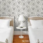 Tudor Rose - CHARCOAL WHITE Schumacher Wallpaper | Wallpaper Tudor Rose CHARCOAL WHITE Schumacher Wallpaper wallpaper - SKU 5015100