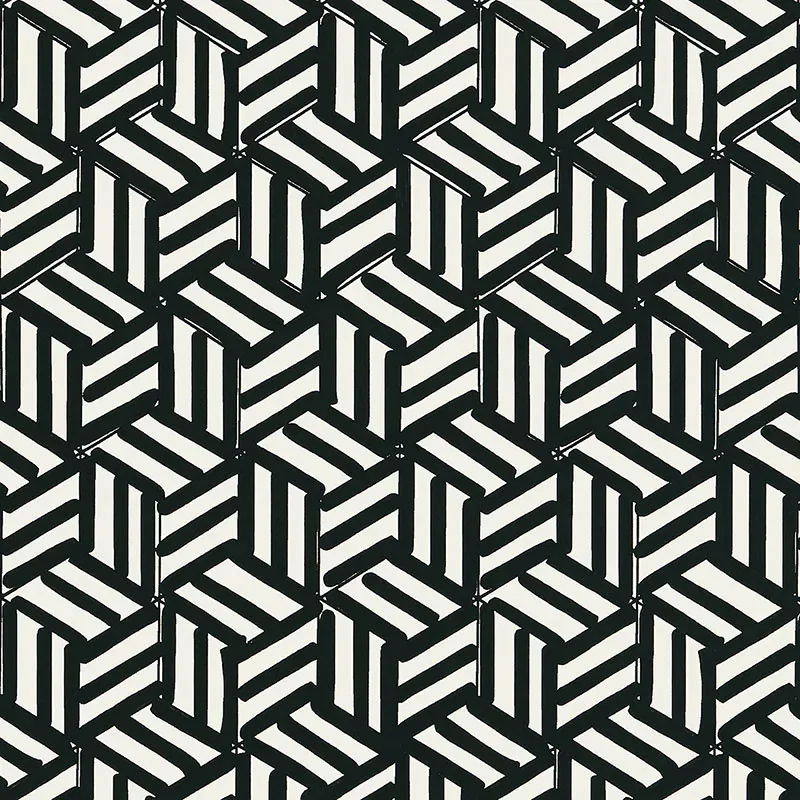 TUMBLING BLOCKS BLACK Schumacher Wallpaper wallpaper - SKU 5007964