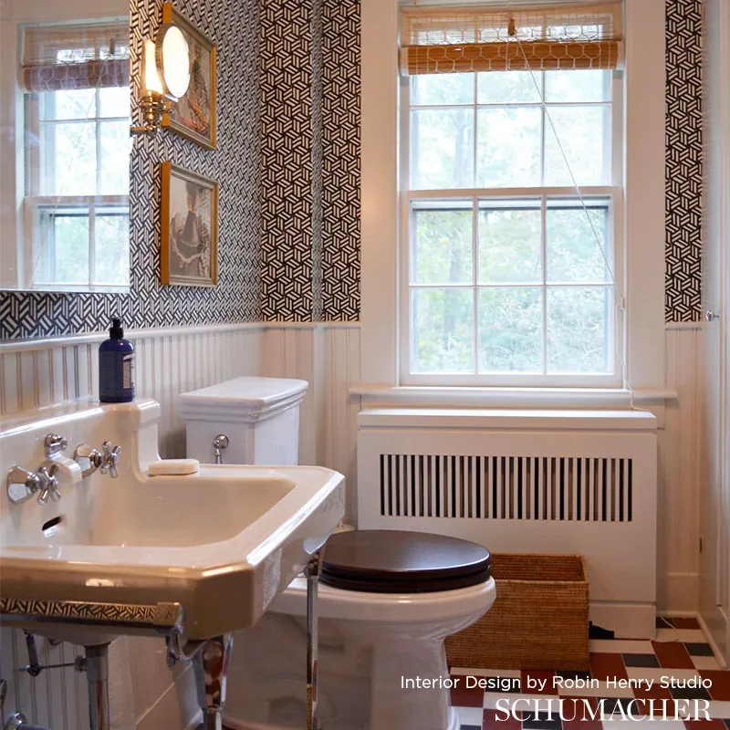 TUMBLING BLOCKS BLACK Schumacher Wallpaper wallpaper - SKU 5007964