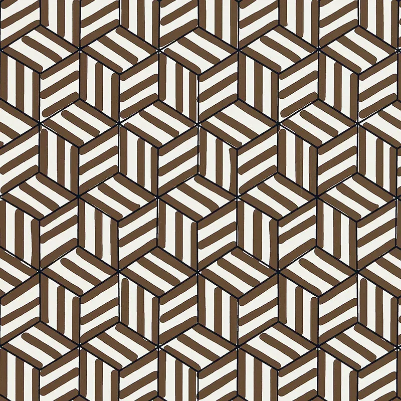 TUMBLING BLOCKS CHOCOLATE Schumacher Wallpaper wallpaper - SKU 5007963
