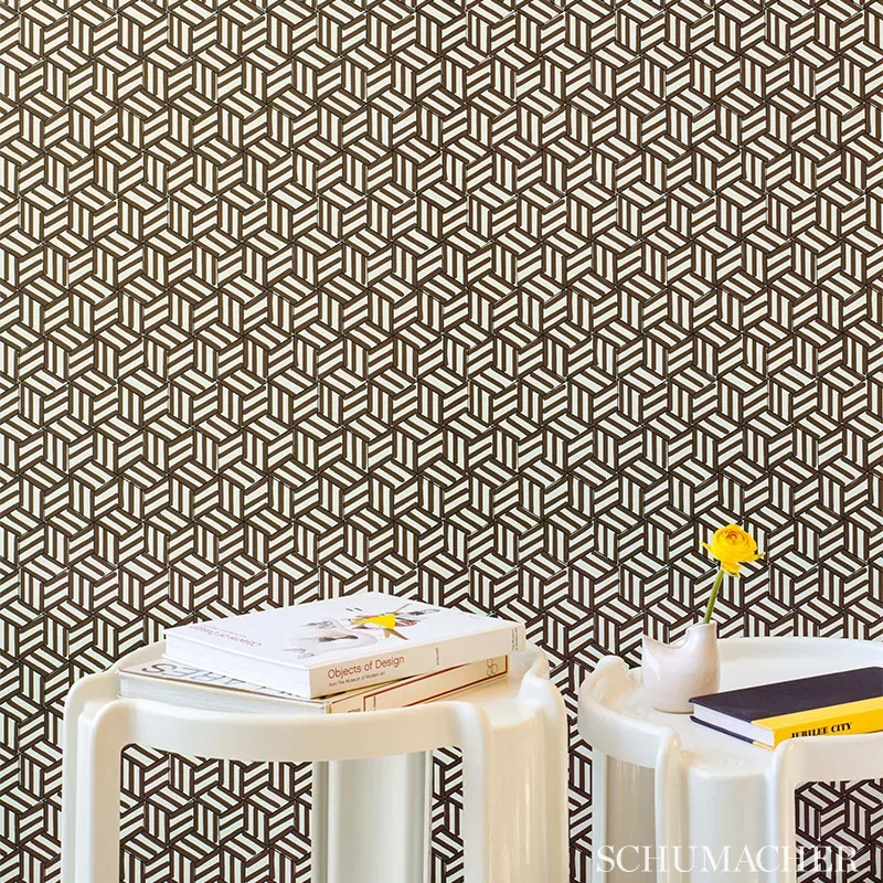 TUMBLING BLOCKS CHOCOLATE Schumacher Wallpaper wallpaper - SKU 5007963