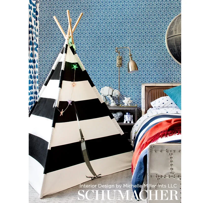 TUMBLING BLOCKS COBALT Schumacher Wallpaper wallpaper - SKU 5007962