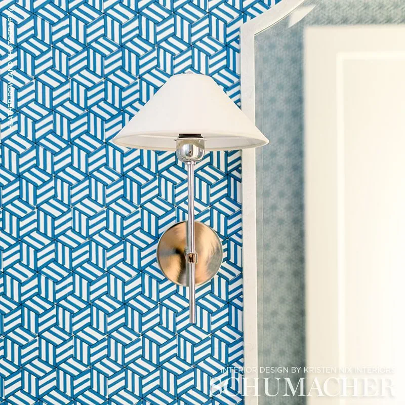 TUMBLING BLOCKS - COBALT Schumacher Wallpaper | Wallpaper Tw TUMBLING BLOCKS COBALT Schumacher Wallpaper wallpaper - SKU 5007962