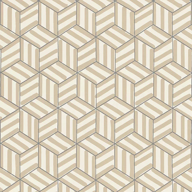 TUMBLING BLOCKS GREIGE Schumacher Wallpaper wallpaper - SKU 5007960