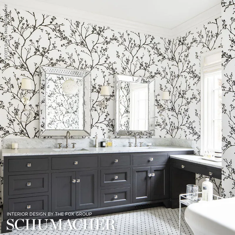 TWIGGY PAPERWEAVE BLACK Schumacher Wallpaper wallpaper - SKU 5008942