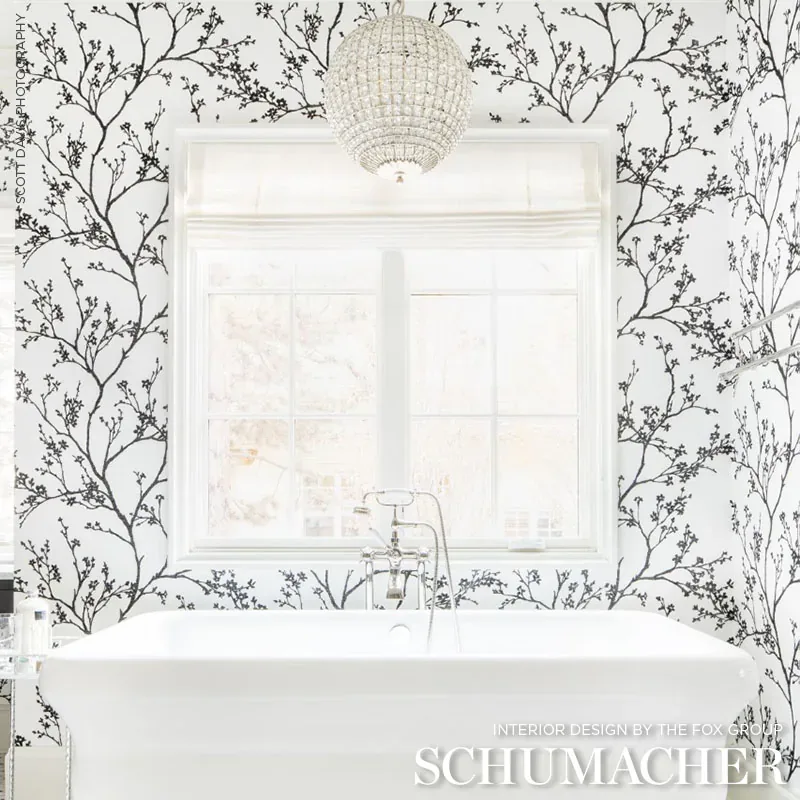 TWIGGY PAPERWEAVE BLACK Schumacher Wallpaper wallpaper - SKU 5008942