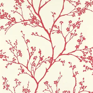 Schumacher TWIGGY wallpaper, color RASPBERRY, SKU 5003343