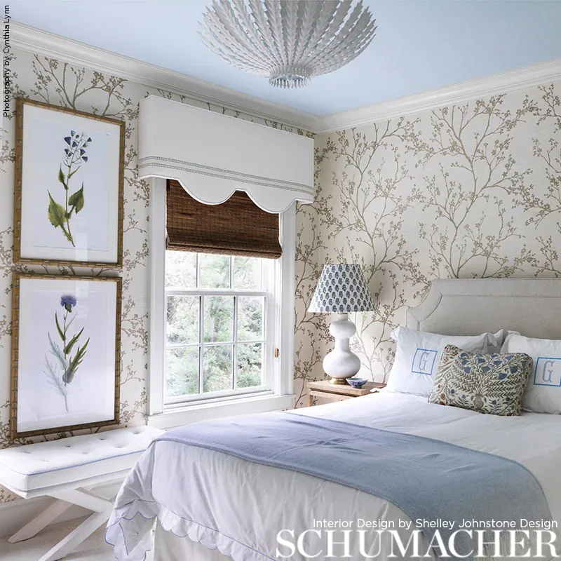 TWIGGY - SILVER Schumacher Wallpaper | Wallpaper Twins TWIGGY SILVER Schumacher Wallpaper wallpaper - SKU 5003340