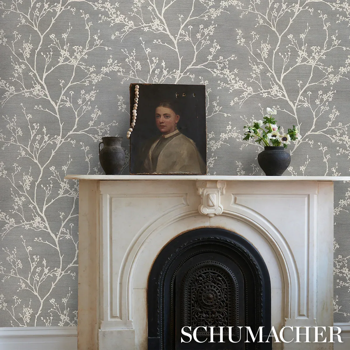 TWIGGY SISAL CHARCOAL Schumacher Wallpaper wallpaper - SKU 5008295
