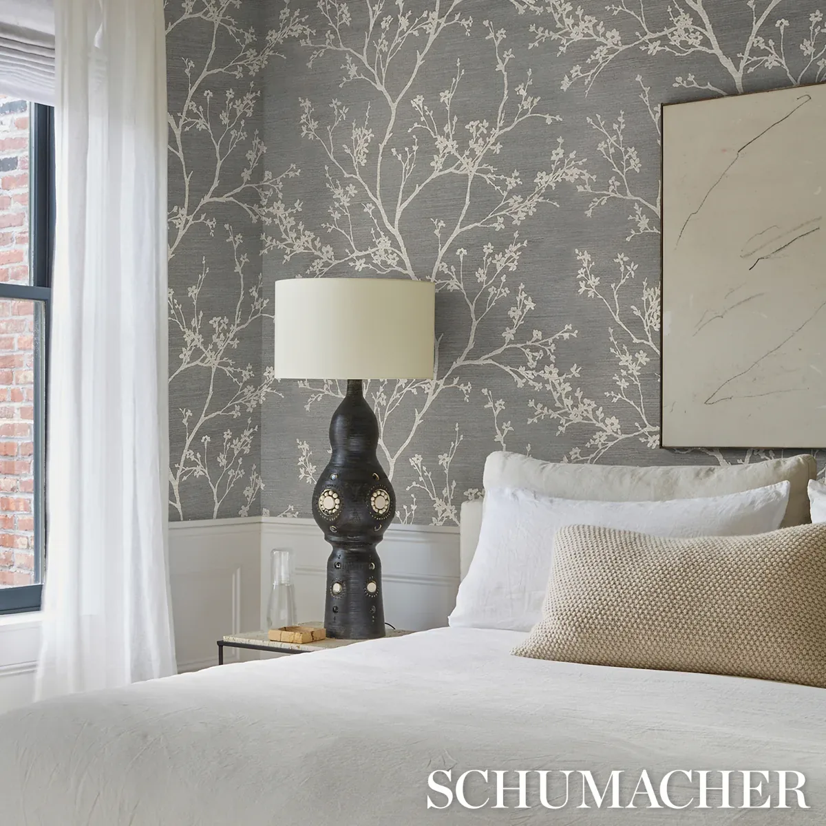 TWIGGY SISAL CHARCOAL Schumacher Wallpaper wallpaper - SKU 5008295