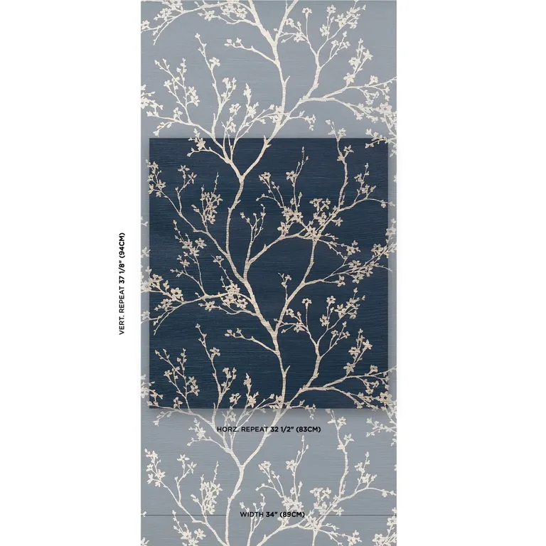 Schumacher TWIGGY SISAL wallpaper, color INDIGO, SKU 5008293