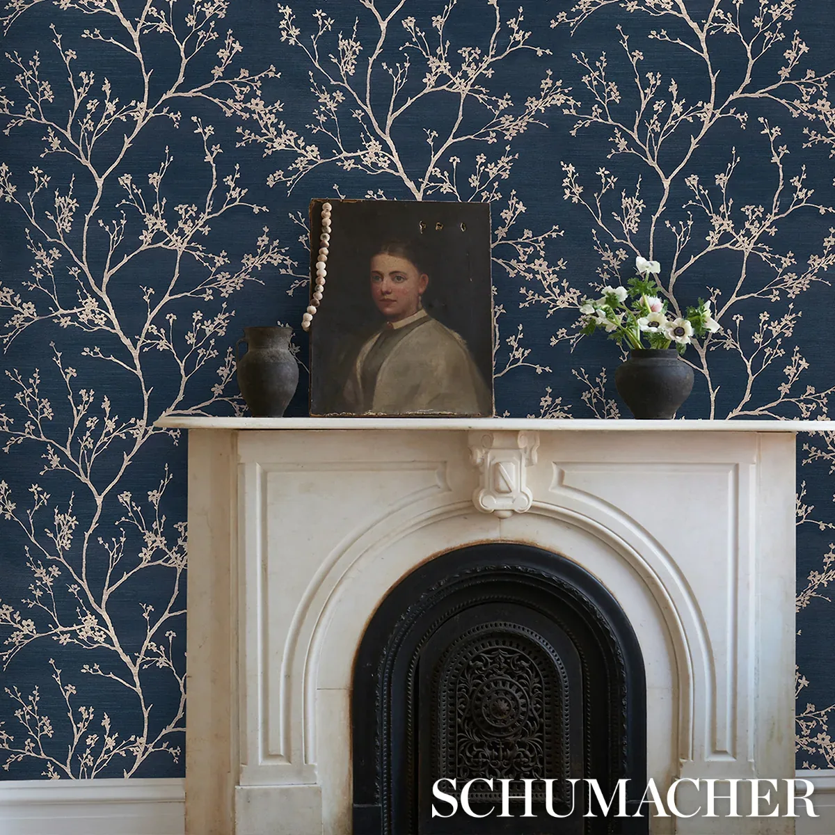 TWIGGY SISAL INDIGO Schumacher Wallpaper wallpaper - SKU 5008293
