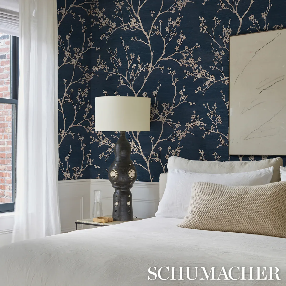 TWIGGY SISAL INDIGO Schumacher Wallpaper wallpaper - SKU 5008293