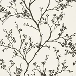 TWIGGY VINYL - BLACK ON IVORY Schumacher Wallpaper | Wallpap TWIGGY VINYL BLACK ON IVORY Schumacher Wallpaper wallpaper - SKU 5010150