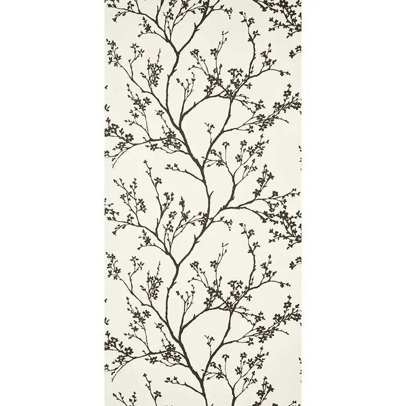 TWIGGY VINYL - BLACK ON IVORY Schumacher Wallpaper | Wallpap TWIGGY VINYL BLACK ON IVORY Schumacher Wallpaper wallpaper - SKU 5010150