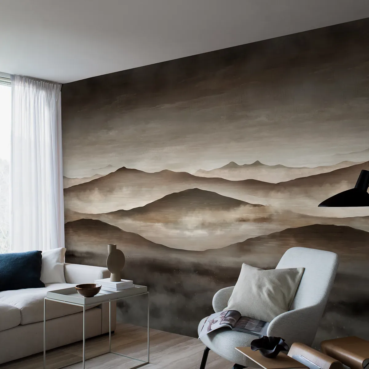 TWILIGHT LANDSCAPE MURAL NEUTRAL Schumacher Wallpaper wallpaper - SKU 3140