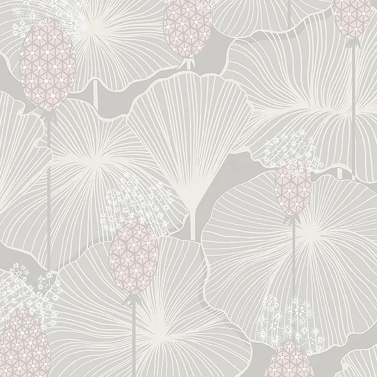 Schumacher UMBRELLA LEAVES wallpaper, color GREY, SKU 3120