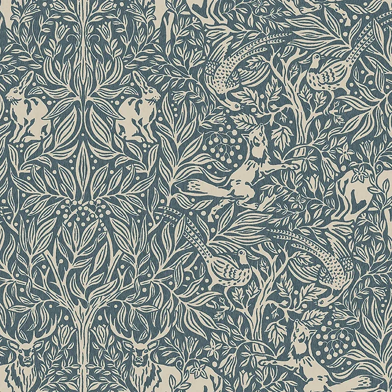 Schumacher UNDER THE ELDER TREE wallpaper, color MIDNIGHT, SKU 2047