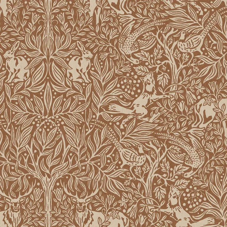 Schumacher UNDER THE ELDER TREE wallpaper, color RUST, SKU 2045
