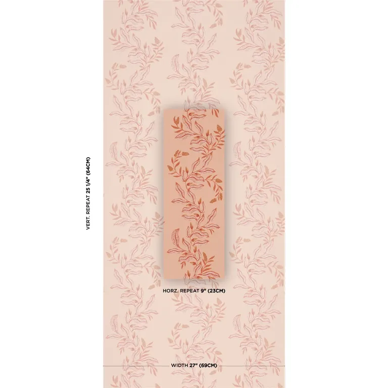 Schumacher VAGARY VINES wallpaper, color PAPAYA, SKU 5016971