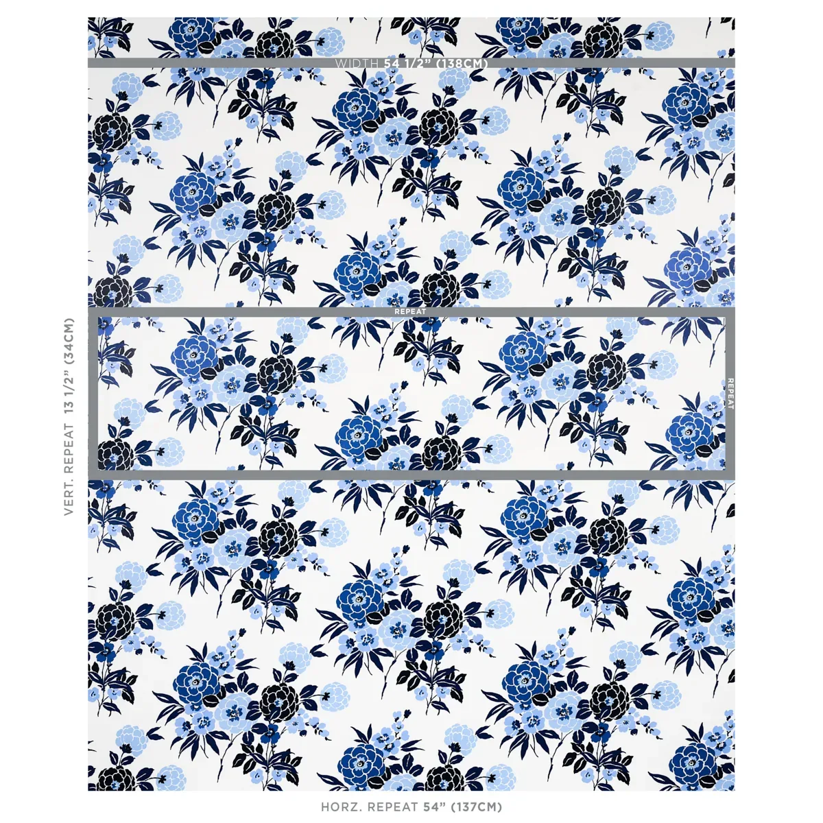 VALENTINA FLORAL BLUES Schumacher Wallpaper wallpaper - SKU 5013130