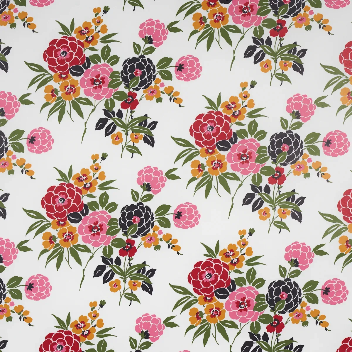 VALENTINA FLORAL MULTI ON WHITE Schumacher Wallpaper wallpaper - SKU 5013131