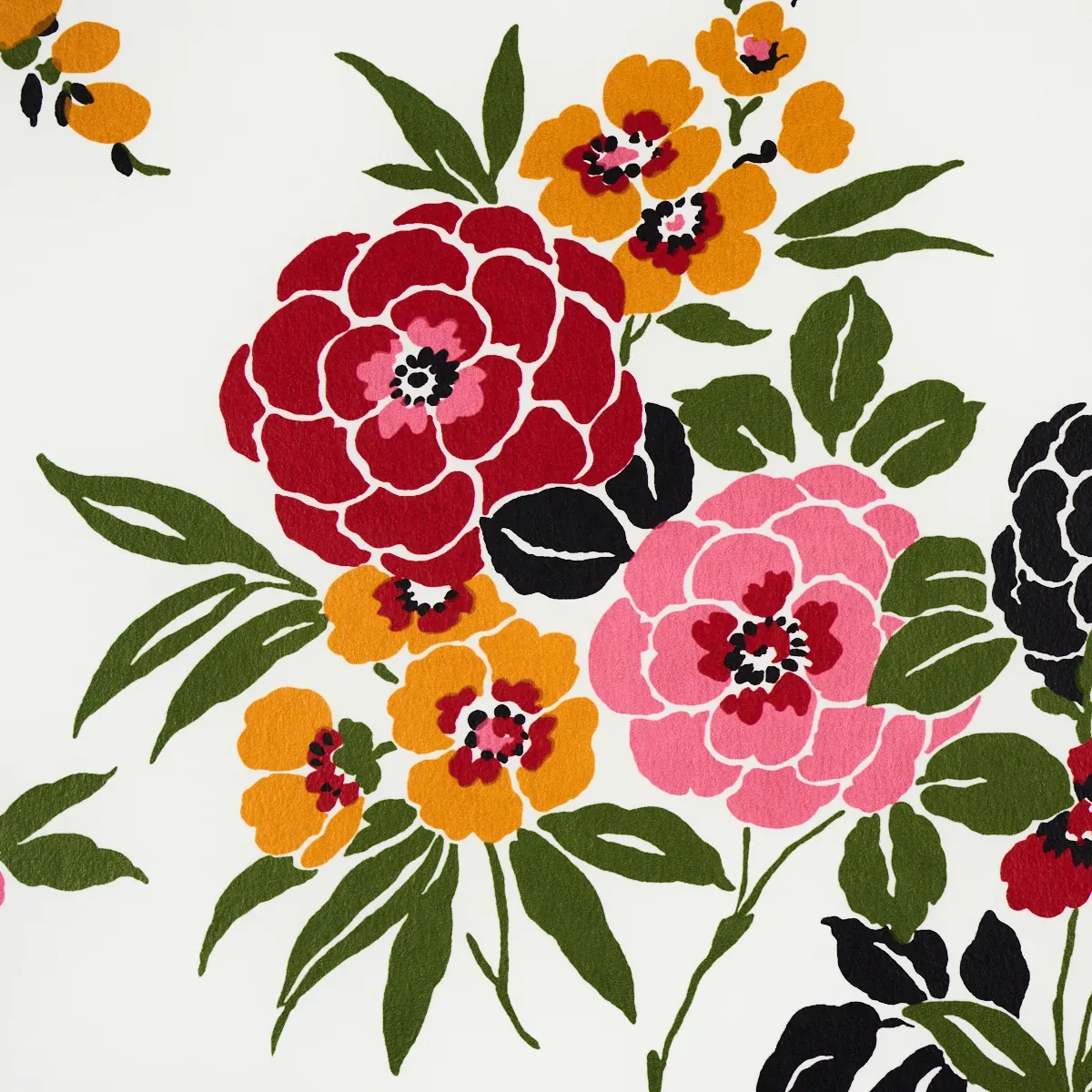 VALENTINA FLORAL - MULTI ON WHITE Schumacher Wallpaper | Wal VALENTINA FLORAL MULTI ON WHITE Schumacher Wallpaper wallpaper - SKU 5013131