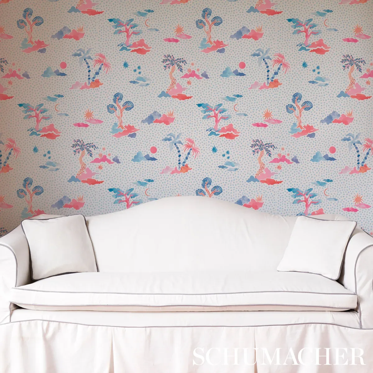 VALLETTA - SKY AND PINK Schumacher Wallpaper | Wallpaper Twi VALLETTA SKY AND PINK Schumacher Wallpaper wallpaper - SKU 5013520