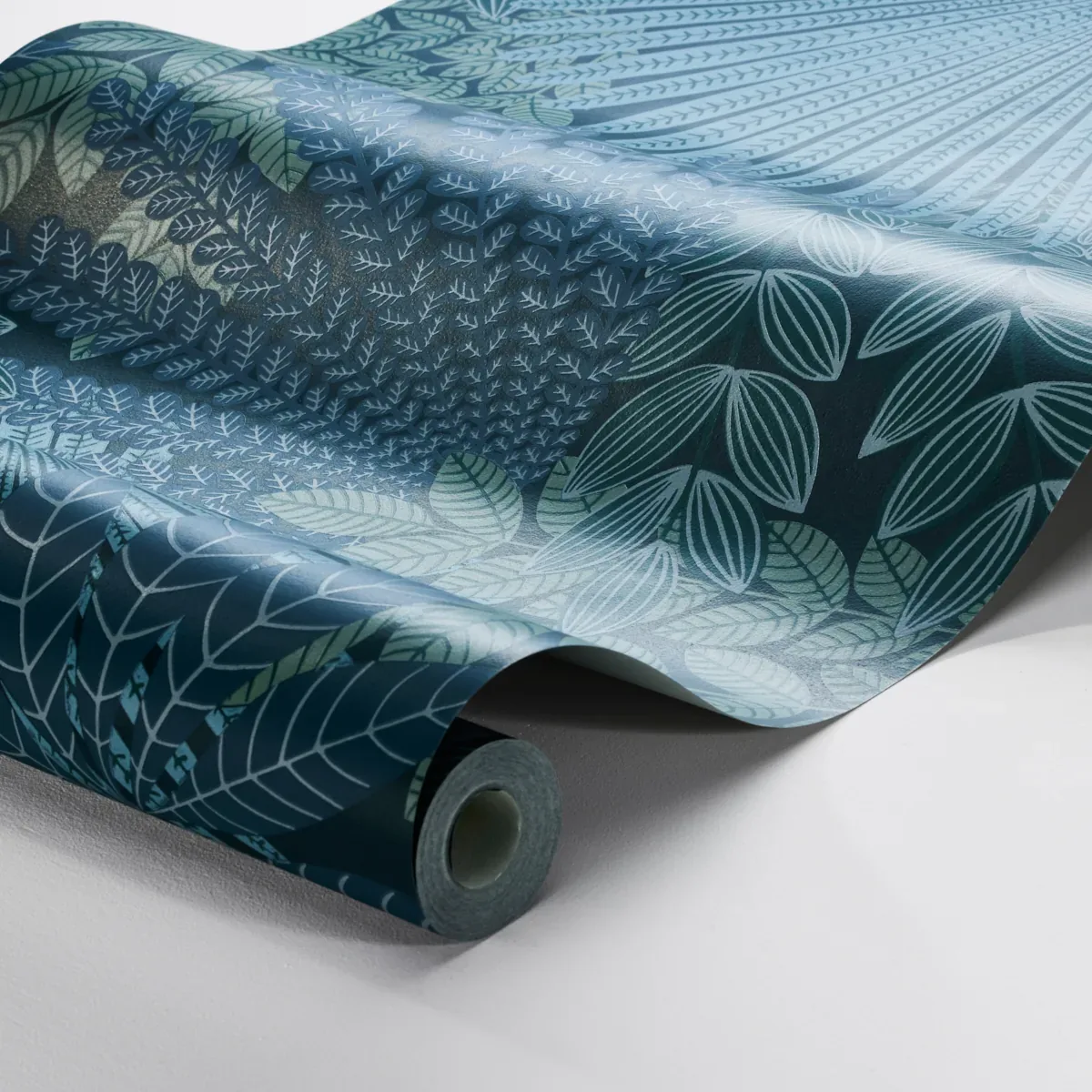 VELVET LEAVES SPRUCE AND BLUE Schumacher Wallpaper wallpaper - SKU 2261