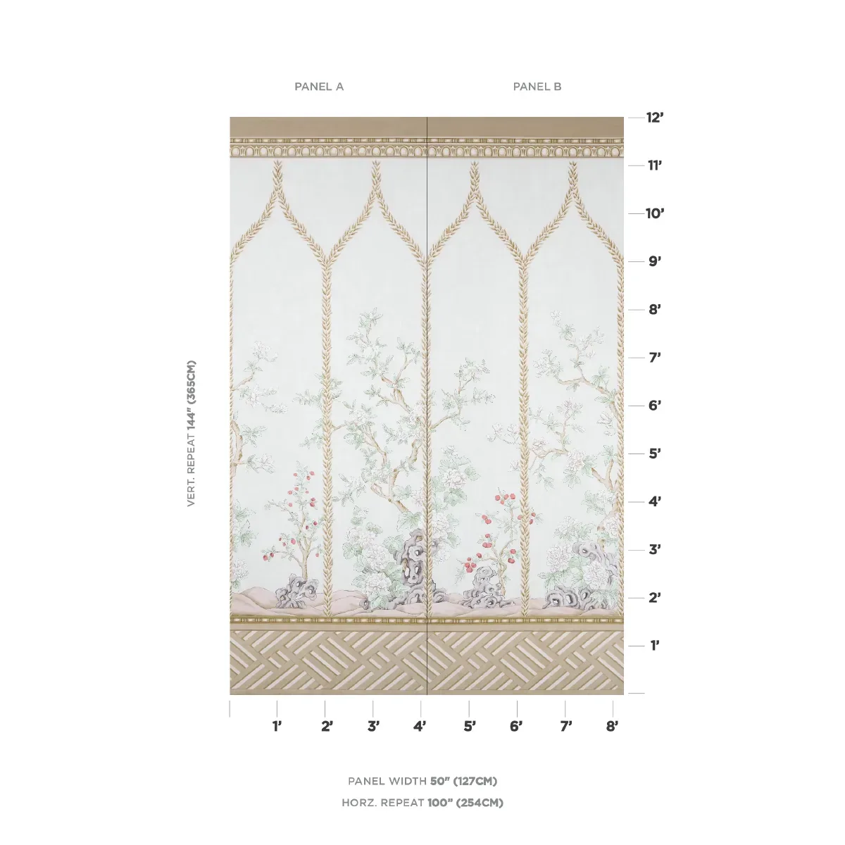 VICTORIA PANEL SET STONE Schumacher Wallpaper wallpaper - SKU 5015401