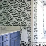VIENTIANE IKAT - INDIGO Schumacher Wallpaper | Wallpaper Twi VIENTIANE IKAT INDIGO Schumacher Wallpaper wallpaper - SKU 5006952