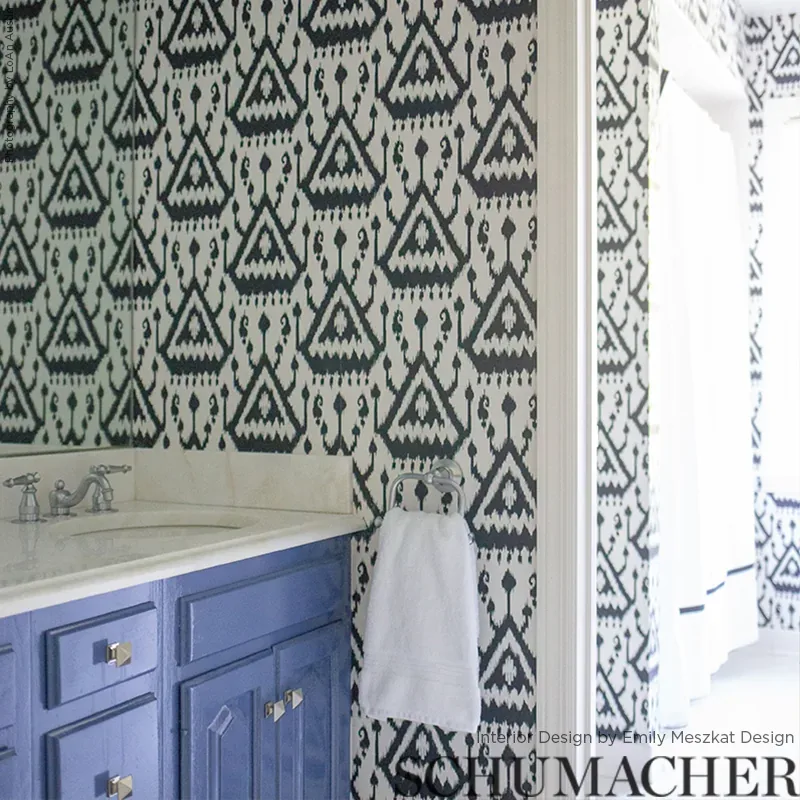 VIENTIANE IKAT INDIGO Schumacher Wallpaper wallpaper - SKU 5006952