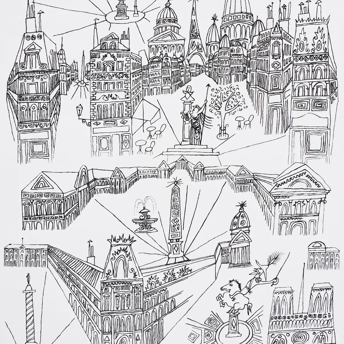 VIEWS OF PARIS BLACK & WHITE Schumacher Wallpaper wallpaper - SKU 2705780