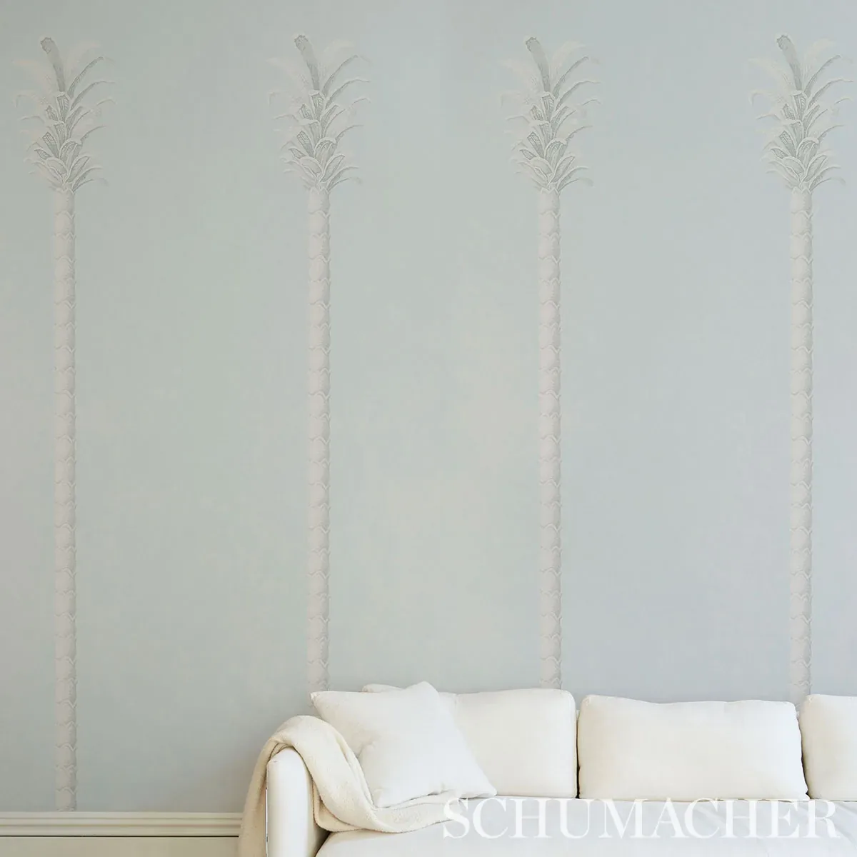 VILLA PALM PANEL - BLUE Schumacher Wallpaper | Wallpaper Twi VILLA PALM PANEL BLUE Schumacher Wallpaper wallpaper - SKU 5013880