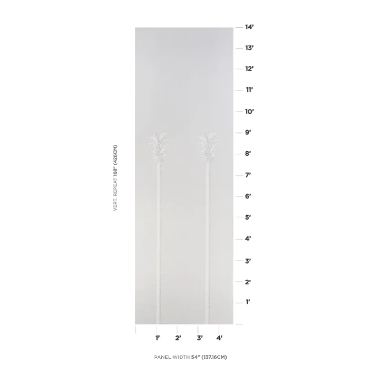 Schumacher VILLA PALM PANEL wallpaper, color GREY, SKU 5013882