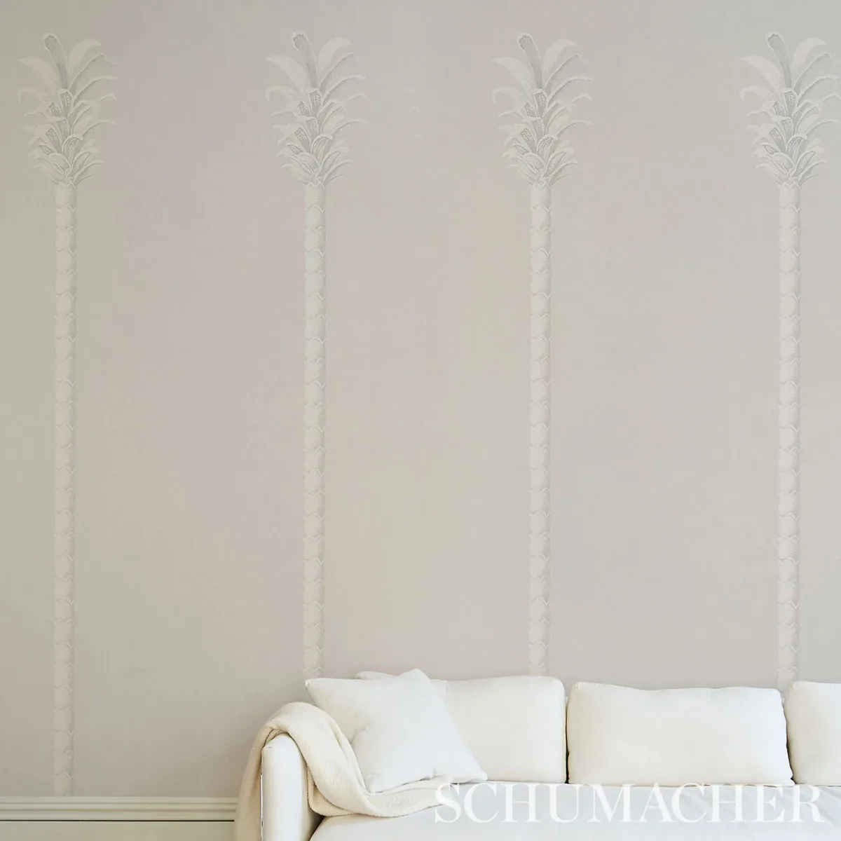 VILLA PALM PANEL - GREY Schumacher Wallpaper | Wallpaper Twi VILLA PALM PANEL GREY Schumacher Wallpaper wallpaper - SKU 5013882