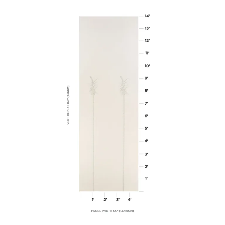 Schumacher VILLA PALM PANEL wallpaper, color WHITE/IVORY, SKU 5013881