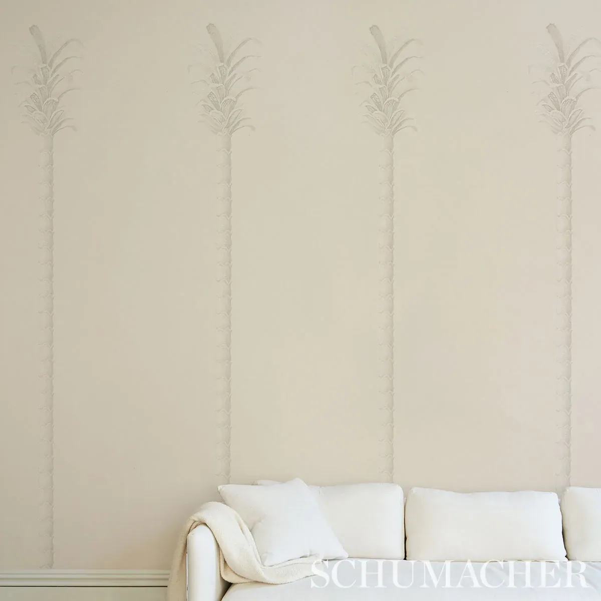 VILLA PALM PANEL WHITE/IVORY Schumacher Wallpaper wallpaper - SKU 5013881