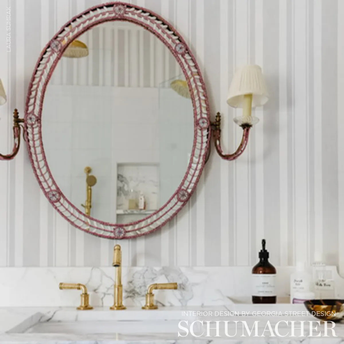 VILLA STRIPE DOVE Schumacher Wallpaper wallpaper - SKU 5009920