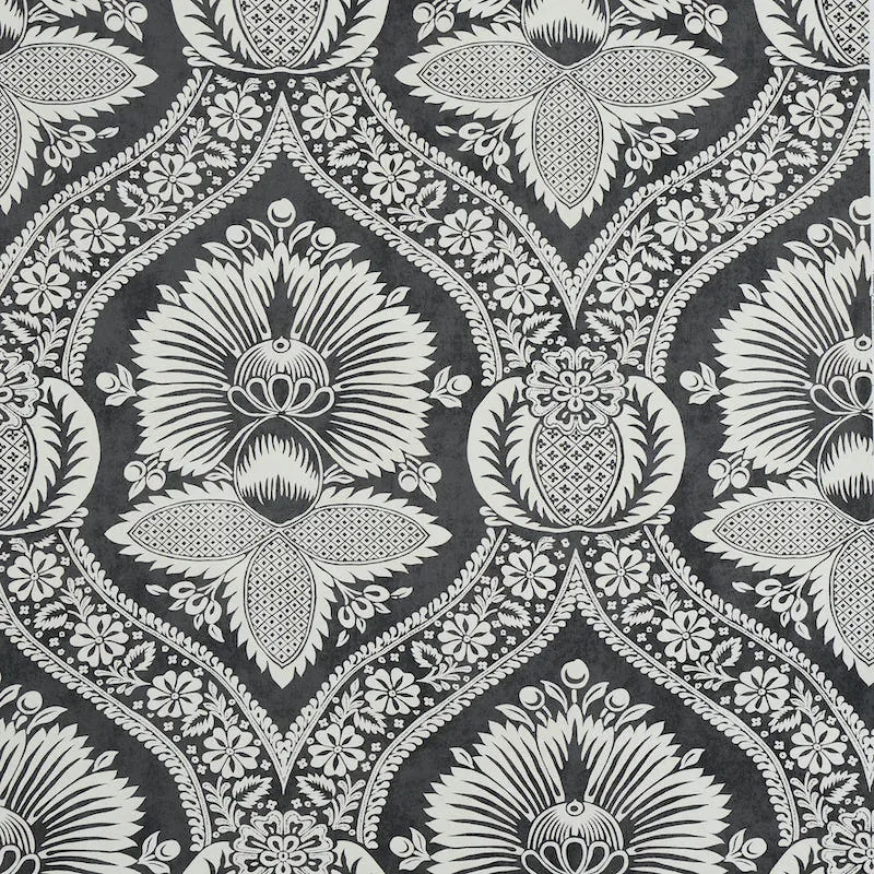 VILLANDRY DAMASK PRINT BLACK Schumacher Wallpaper wallpaper - SKU 5011752
