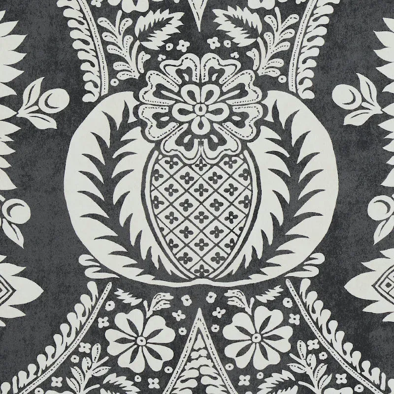 VILLANDRY DAMASK PRINT - BLACK Schumacher Wallpaper | Wallpa VILLANDRY DAMASK PRINT BLACK Schumacher Wallpaper wallpaper - SKU 5011752