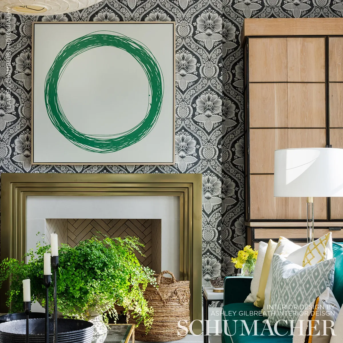 VILLANDRY DAMASK PRINT - BLACK Schumacher Wallpaper | Wallpa VILLANDRY DAMASK PRINT BLACK Schumacher Wallpaper wallpaper - SKU 5011752