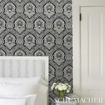 VILLANDRY DAMASK PRINT - BLUE Schumacher Wallpaper | Wallpap VILLANDRY DAMASK PRINT BLUE Schumacher Wallpaper wallpaper - SKU 5011750