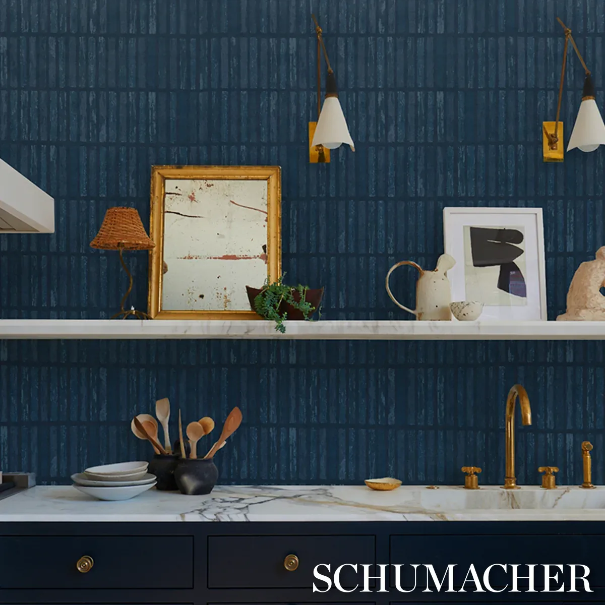 WABI-SABI DARK BLUE Schumacher Wallpaper wallpaper - SKU 5014592