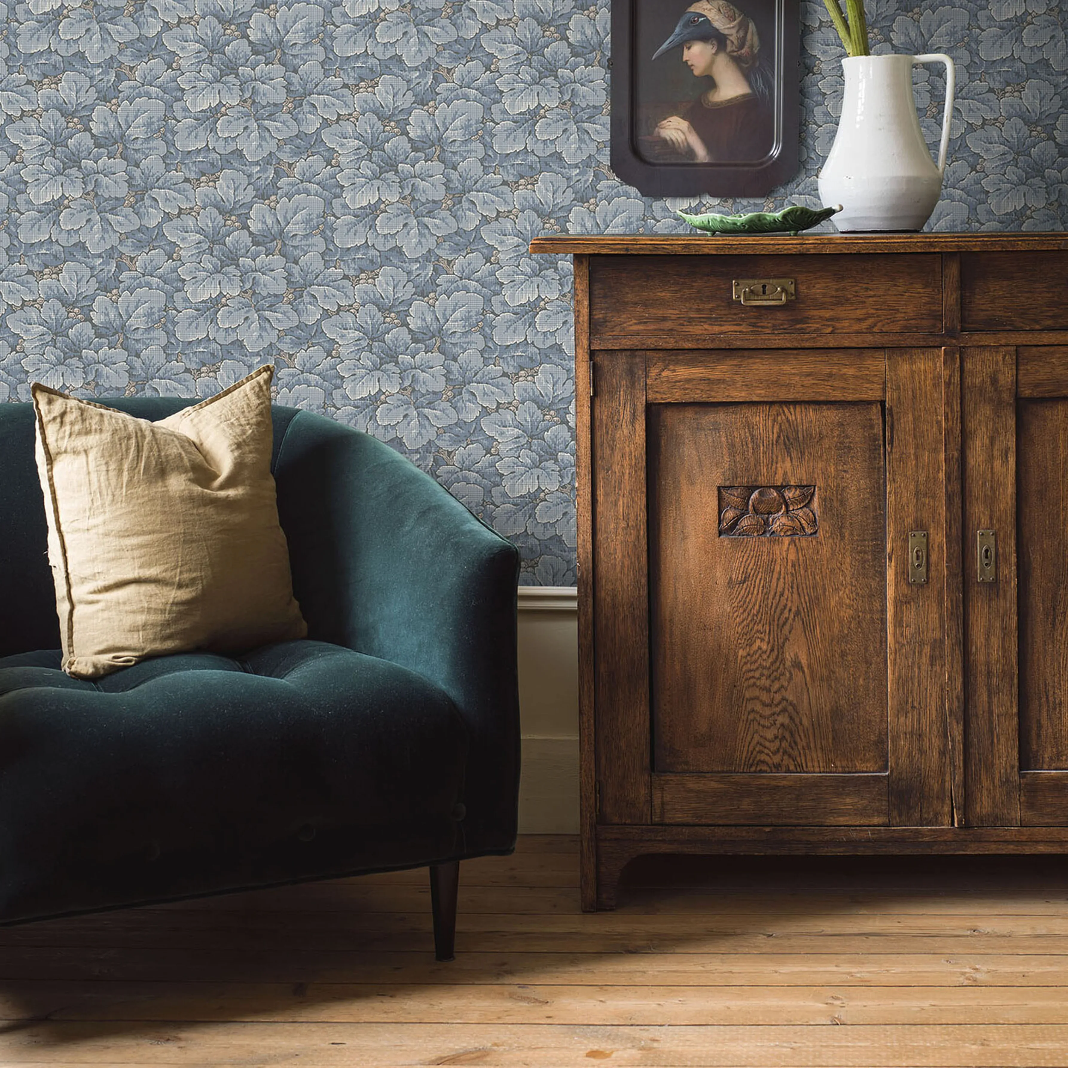 WALDEMAR BLUE Schumacher Wallpaper wallpaper - SKU 4545