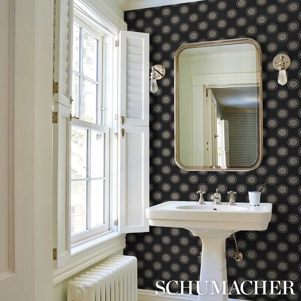 WATERMARK BLACK & WHITE Schumacher Wallpaper wallpaper - SKU 5015012