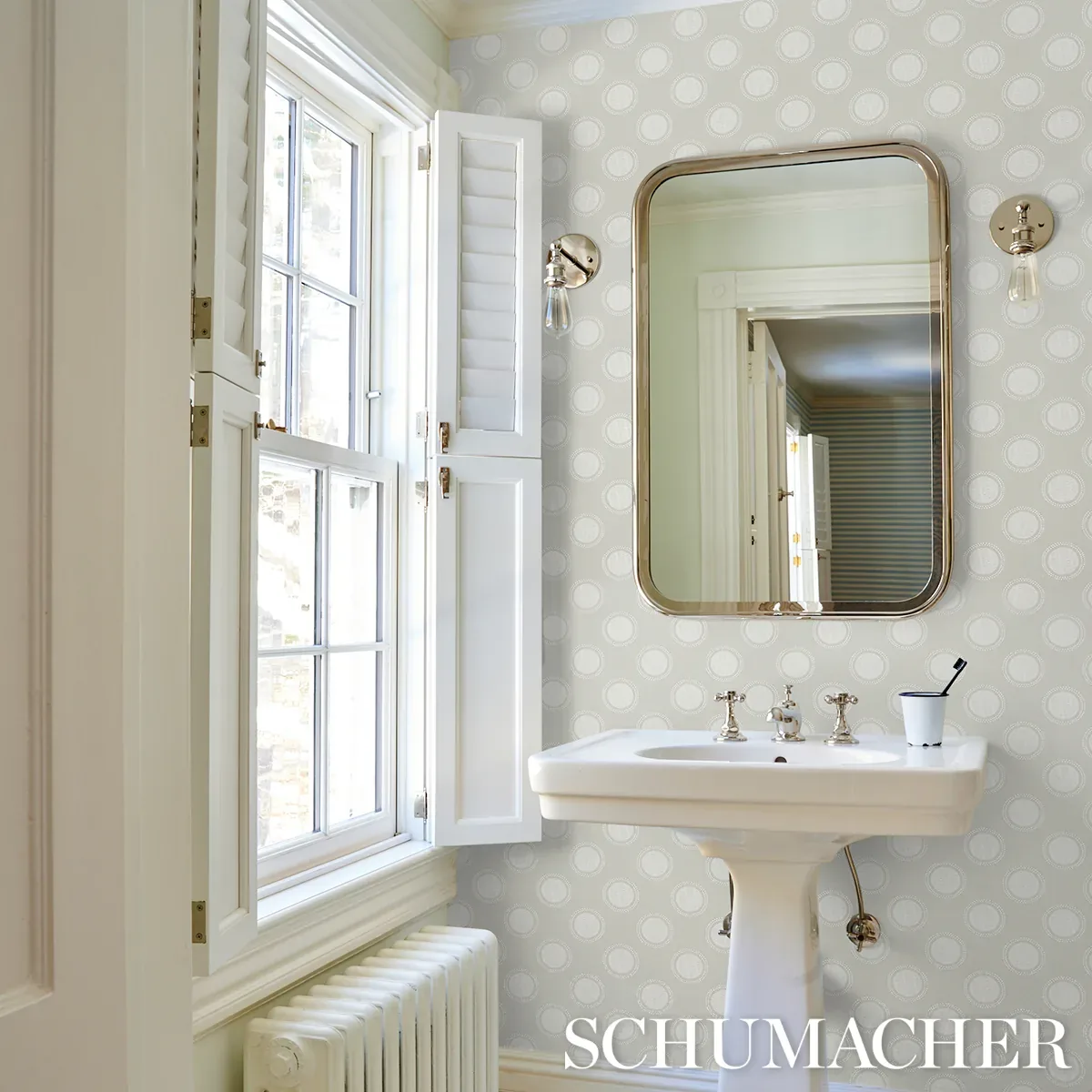 Schumacher WATERMARK - POWDER GREY Wallpaper | Buy Online Schumacher WATERMARK wallpaper, color POWDER GREY, SKU 5015010