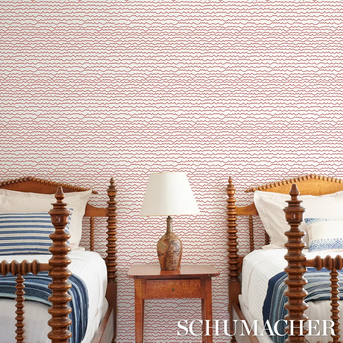 WAVES RED Schumacher Wallpaper wallpaper - SKU 5007463